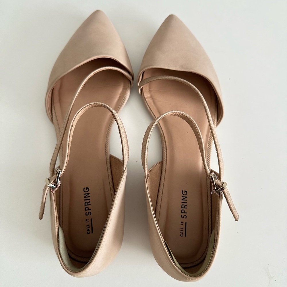 Call It Spring Beige Flats with Straps - Picture 2 of 7